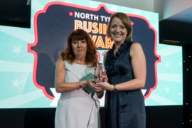 Helen Ross of Bright & Beautiful North Tyneside receives New Business Award from sponsor Carole White, TEDCO 